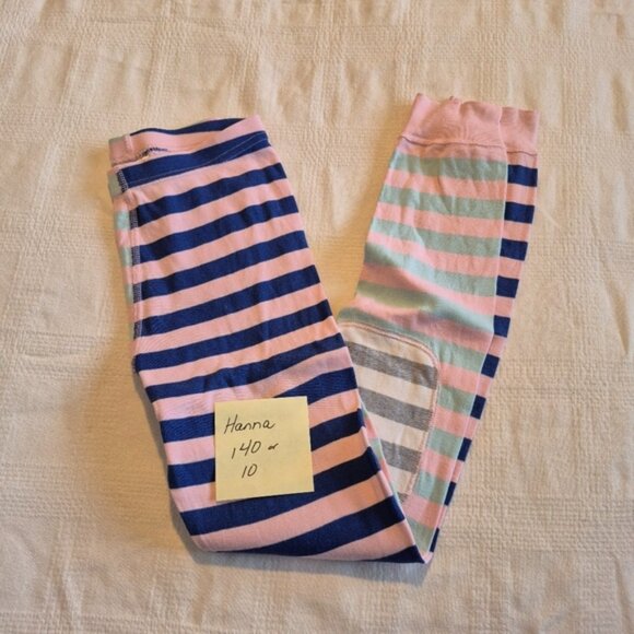 Hanna Andersson girls size size 140 or 10 pajama pants multi stripe & knee patch - Picture 1 of 5